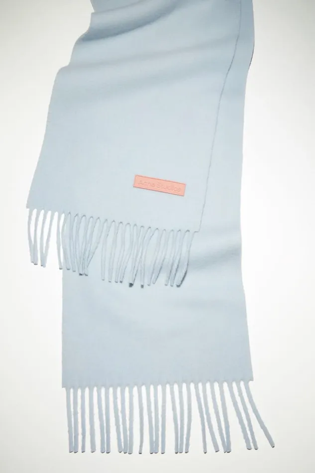Women Wool Scarf Pink Label 8211 Narrow Powder Blue Acne Studios Scarves