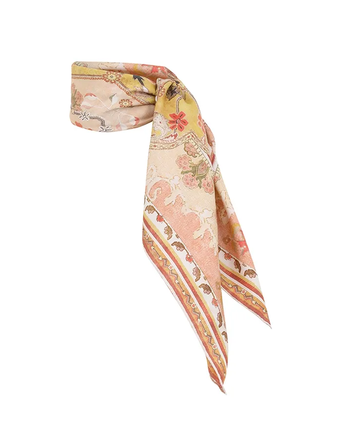 Women Zimmermann Accessories Printed Silk Square 70 Mustard Multi