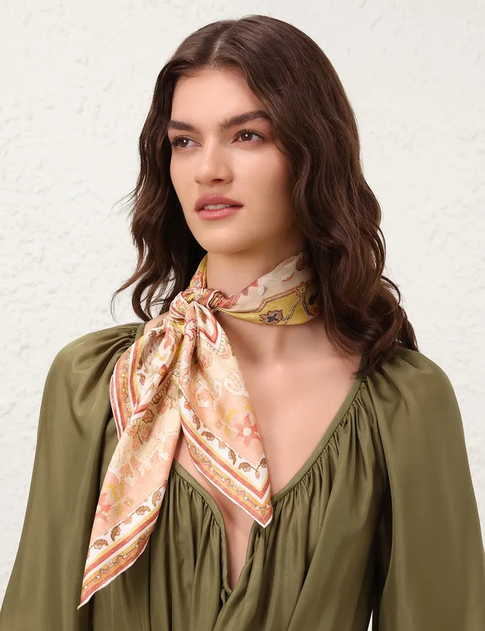Women Zimmermann Accessories Printed Silk Square 70 Mustard Multi