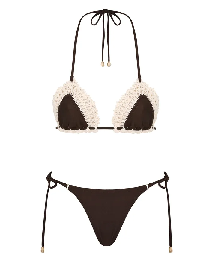 Women Zimmermann Bikinis Acacia Crochet Tri Bikini Chocolate