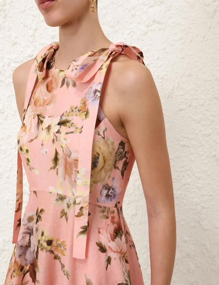 Women Zimmermann Clothing Acacia Broderie Midi Dress Pink Floral