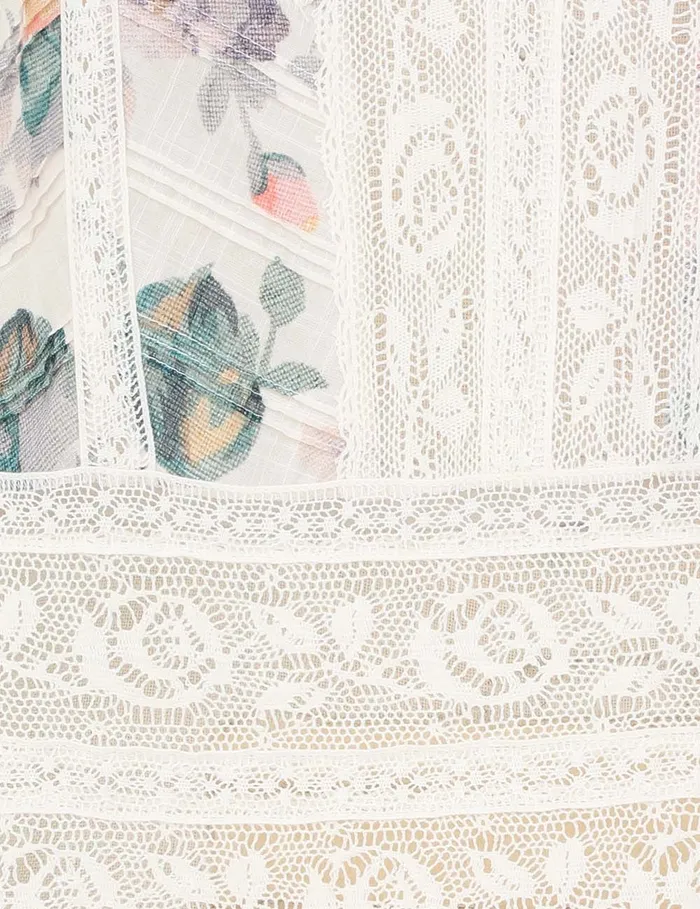Women Zimmermann Clothing Acacia Lace Trim Mini Dress Cream Multi Floral