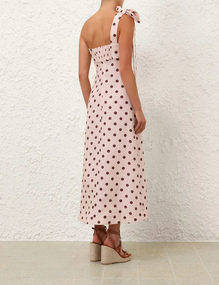 Women Zimmermann Clothing Acacia One Shoulder Midi Dress Creamtan Dot