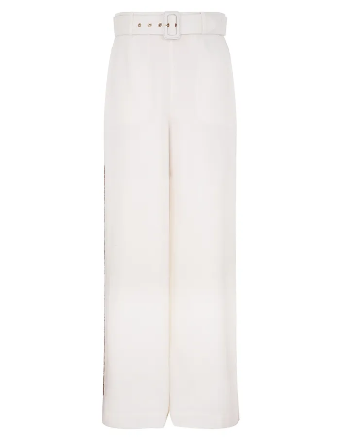 Women Zimmermann Clothing Belted Chain Pant Cream