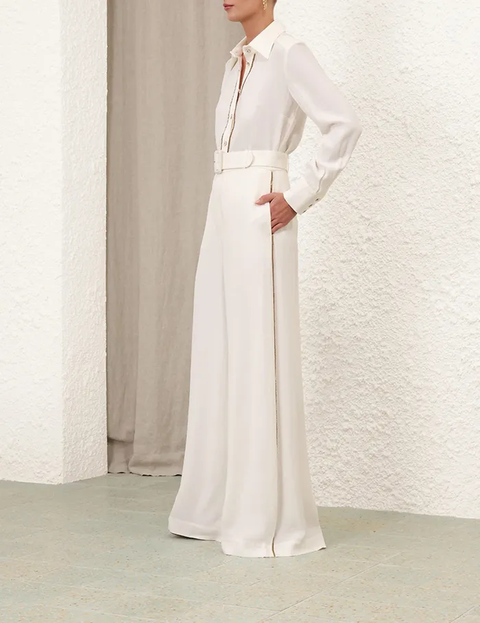 Women Zimmermann Clothing Belted Chain Pant Cream