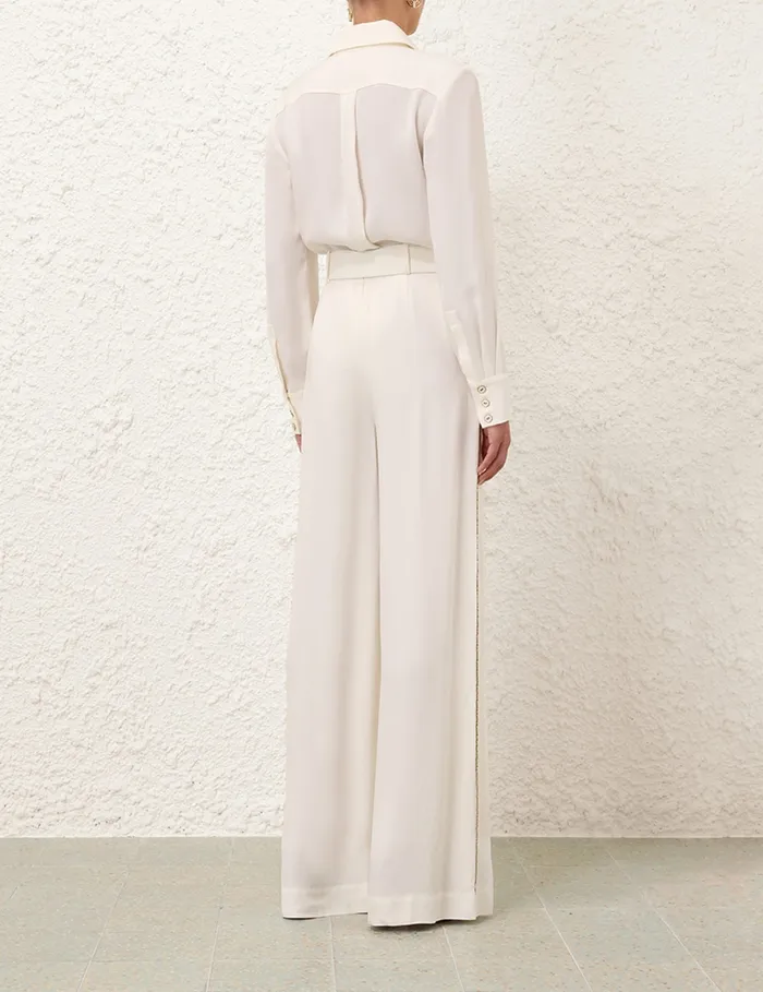 Women Zimmermann Clothing Belted Chain Pant Cream