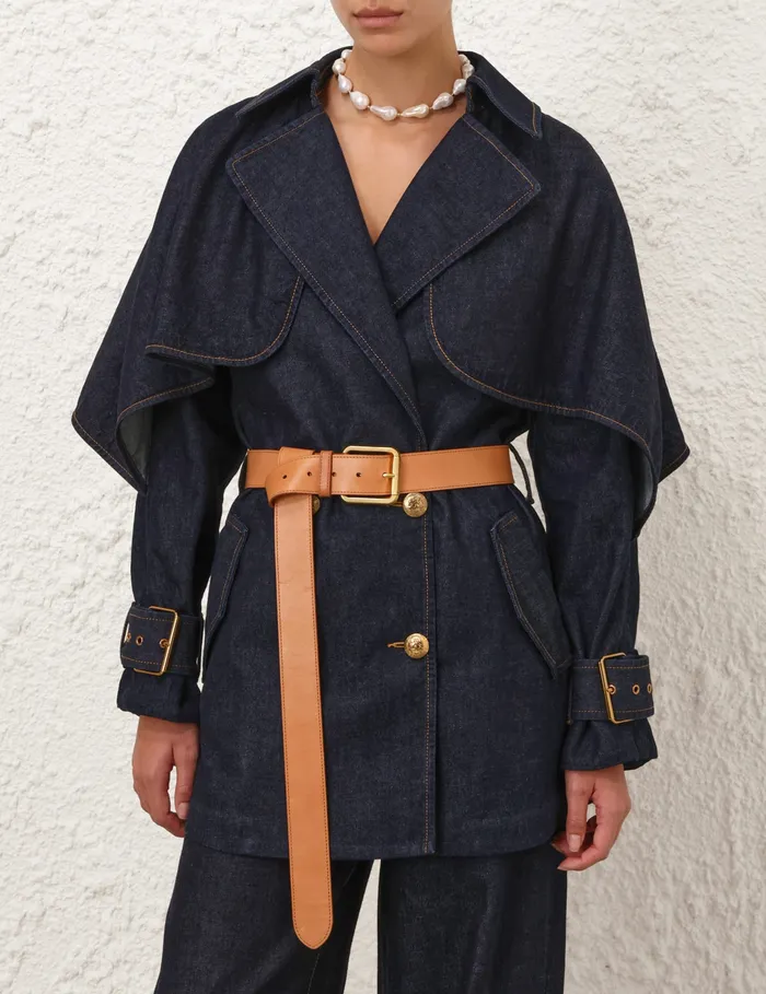Women Zimmermann Clothing Crush Denim Trench Coat Night Sky