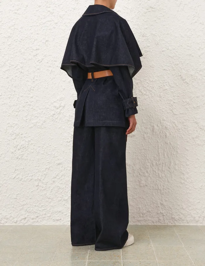 Women Zimmermann Clothing Crush Denim Trench Coat Night Sky