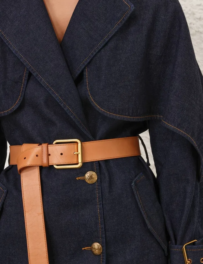 Women Zimmermann Clothing Crush Denim Trench Coat Night Sky