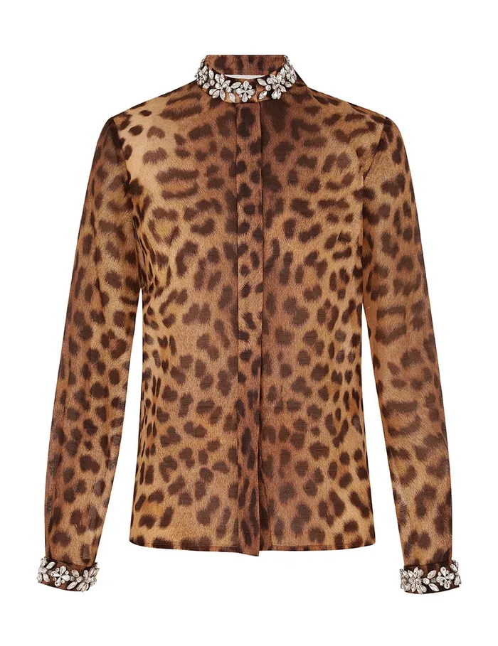 Women Zimmermann Clothing Crush Embellished Body Shirt Leopard