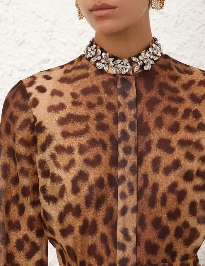 Women Zimmermann Clothing Crush Embellished Body Shirt Leopard