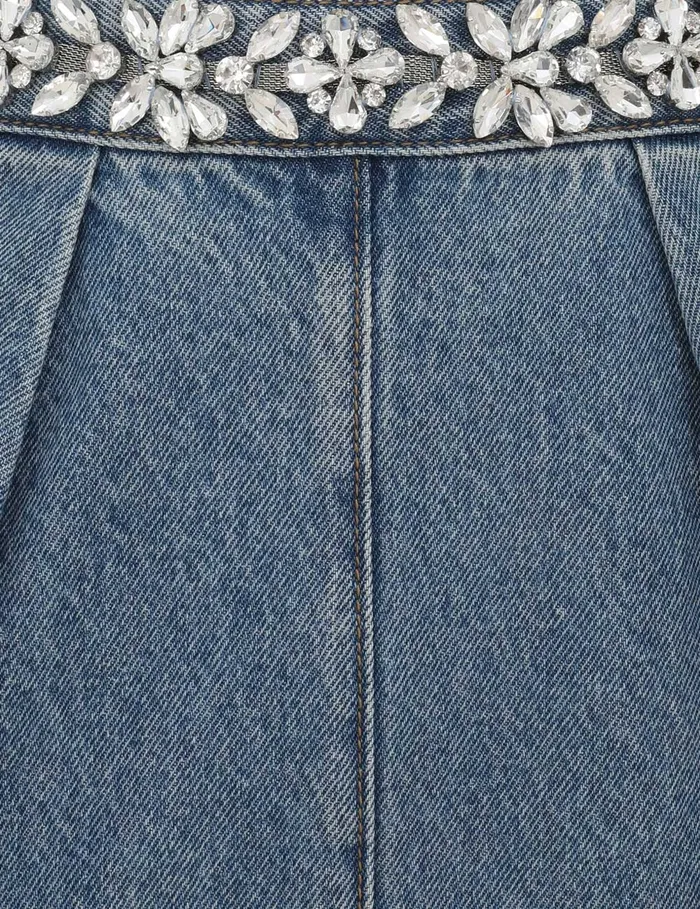 Women Zimmermann Clothing Crush Embellished Denim Skirt Blue Moon