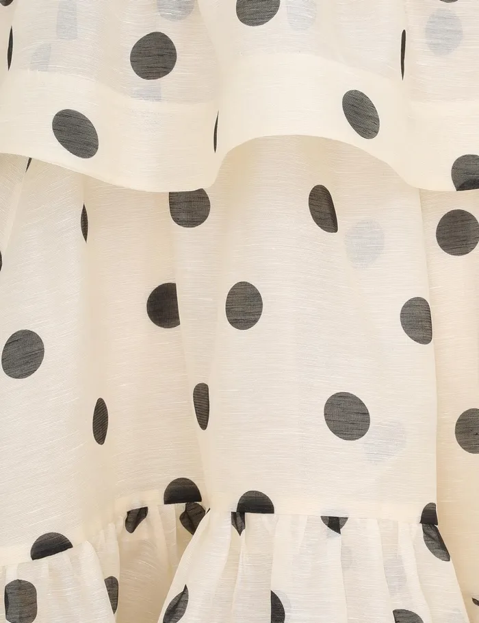 Women Zimmermann Clothing Crush HighLow Tiered Skirt Creamblack Dot