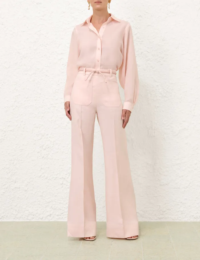 Women Zimmermann Clothing Crush Linen Flare Pant Pink