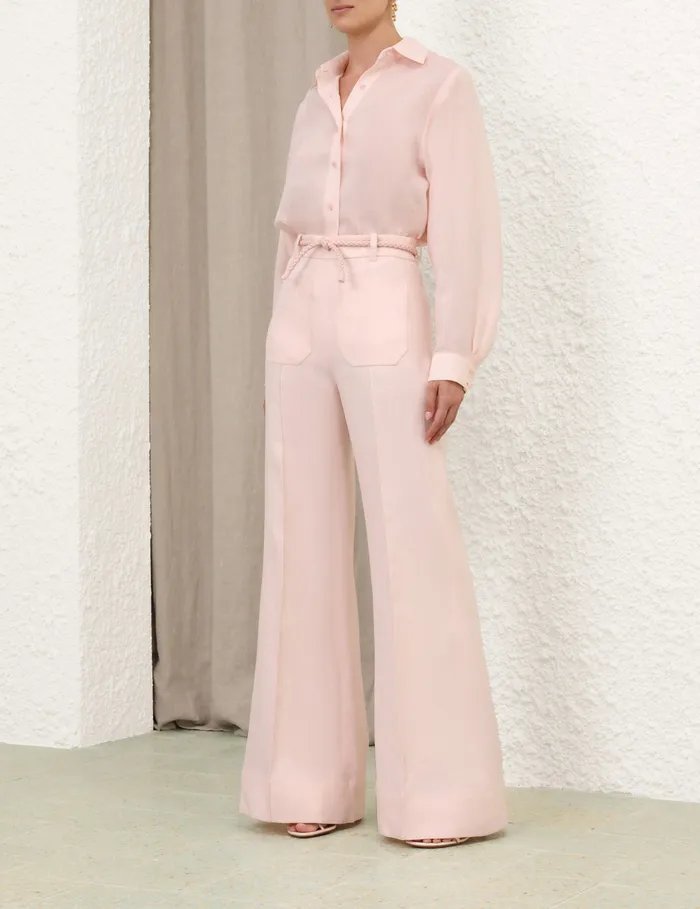 Women Zimmermann Clothing Crush Linen Flare Pant Pink