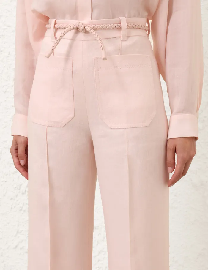 Women Zimmermann Clothing Crush Linen Flare Pant Pink