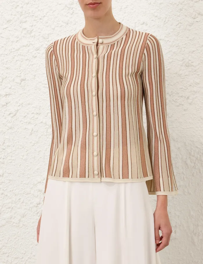 Women Zimmermann Clothing Crush Metallic Stripe Cardigan Multi