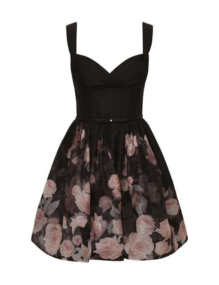 Women Zimmermann Clothing Crush Picnic Mini Dress Black Floral