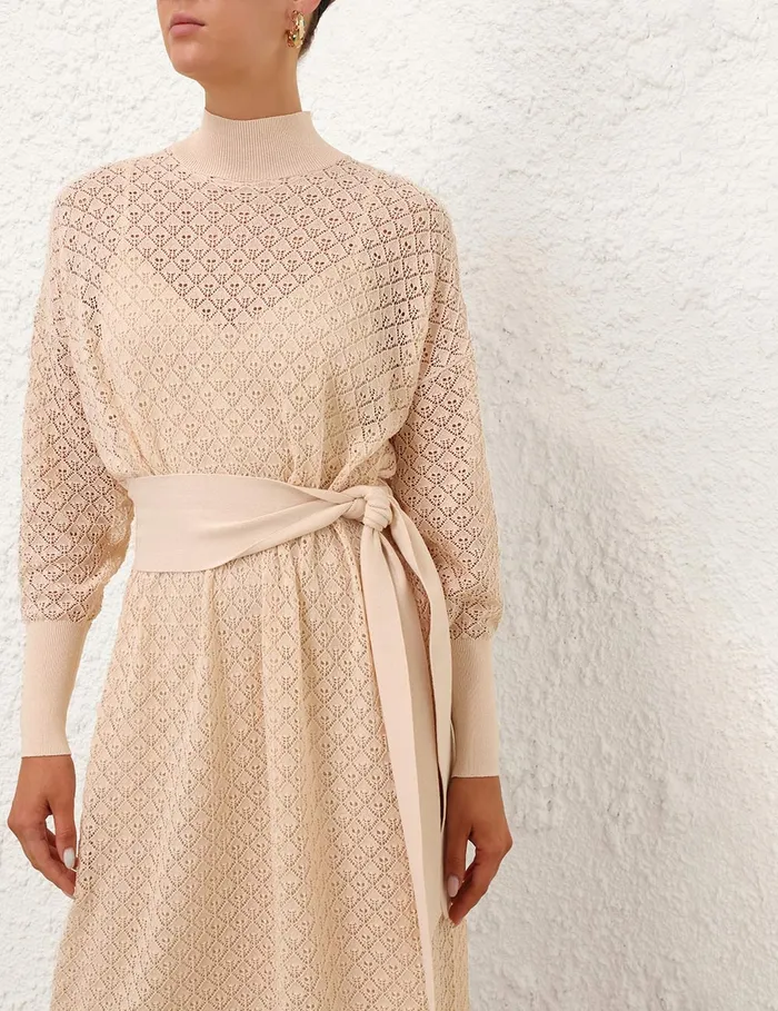 Women Zimmermann Clothing Crush Pointelle Batwing Dress Cream