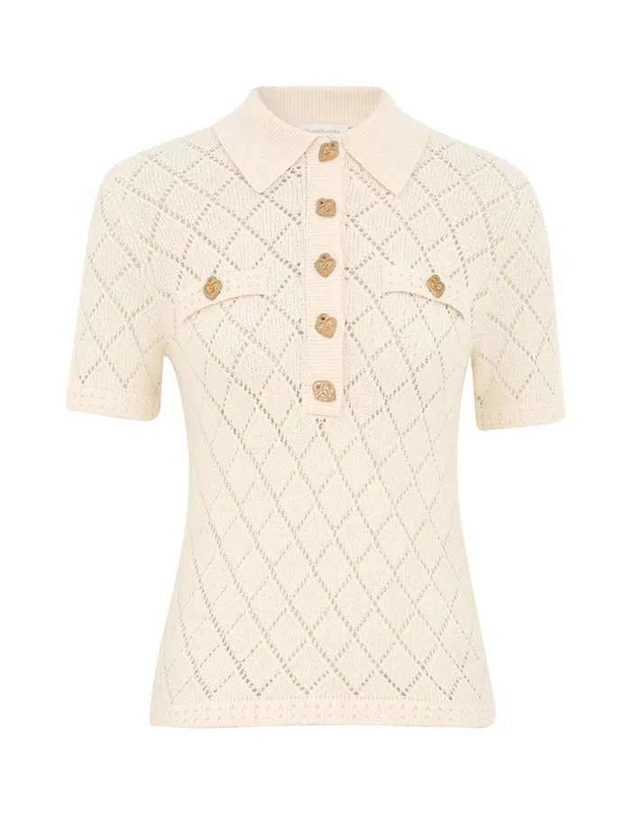 Women Zimmermann Clothing Crush Pointelle Polo Cream