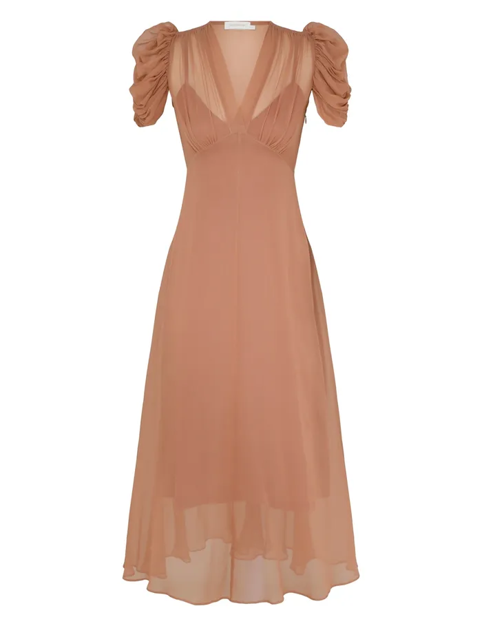 Women Zimmermann Clothing Eden Gather Sleeve Midi Biscuit
