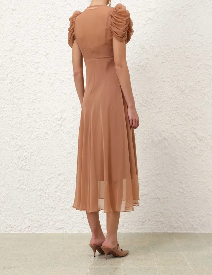 Women Zimmermann Clothing Eden Gather Sleeve Midi Biscuit