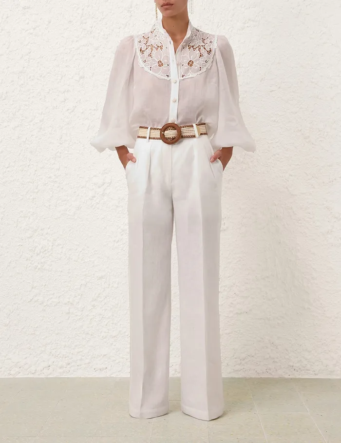 Women Zimmermann Clothing Golden Tuck Pant Ivory
