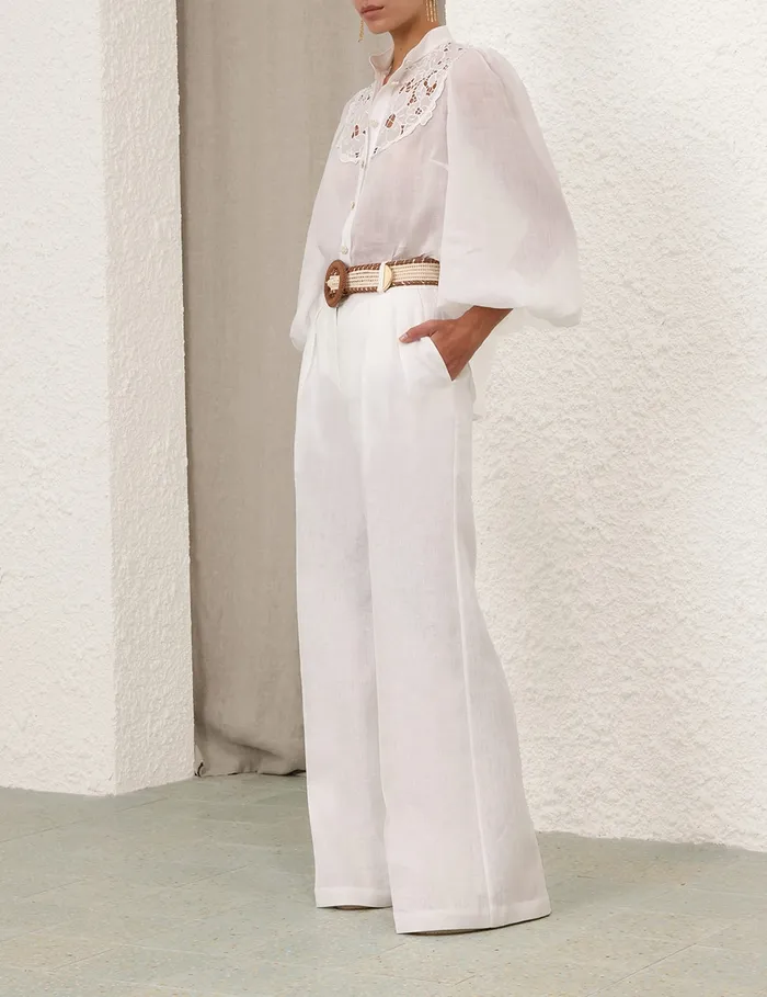 Women Zimmermann Clothing Golden Tuck Pant Ivory