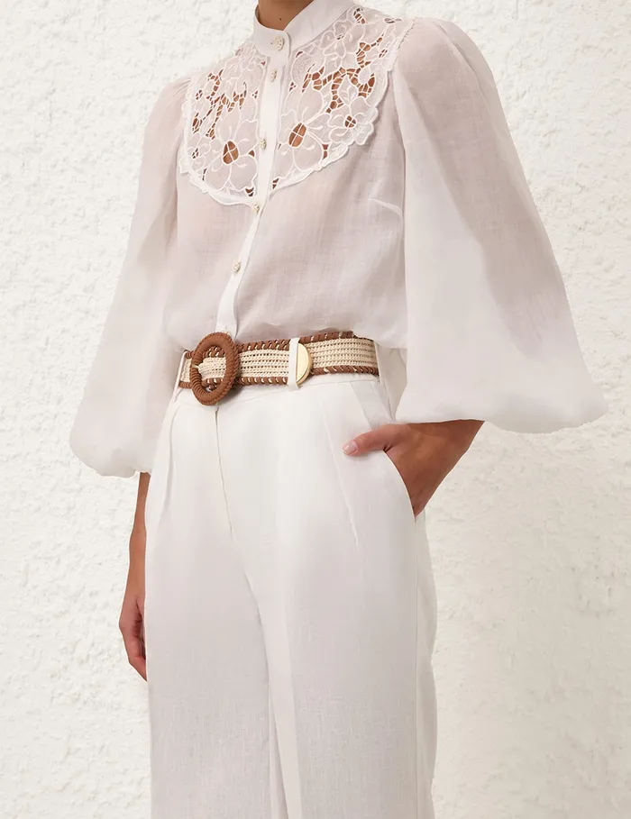 Women Zimmermann Clothing Golden Tuck Pant Ivory
