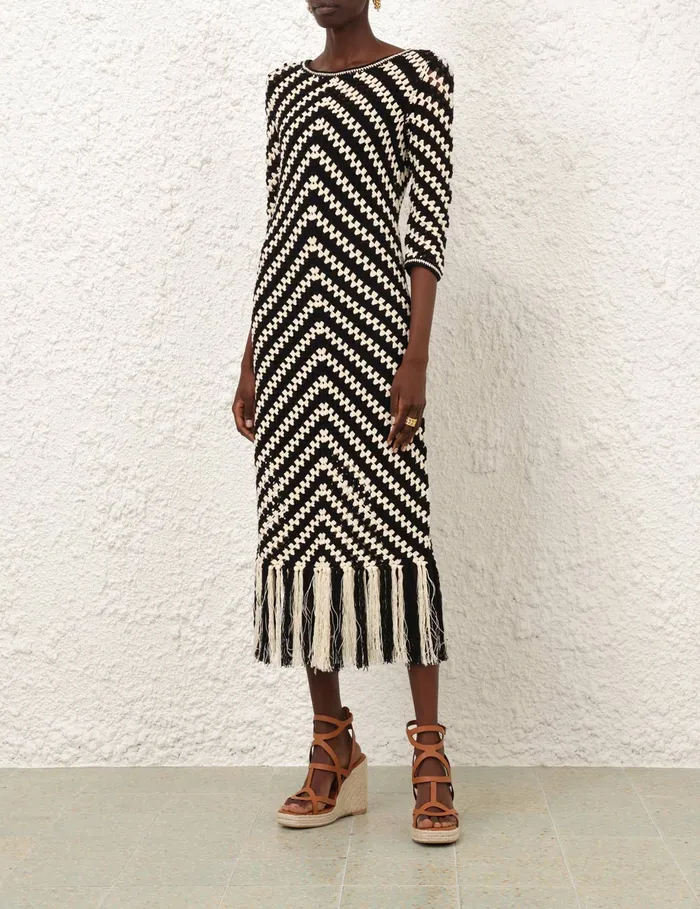 Women Zimmermann Clothing Halliday Hand Crochet Dress Chevron