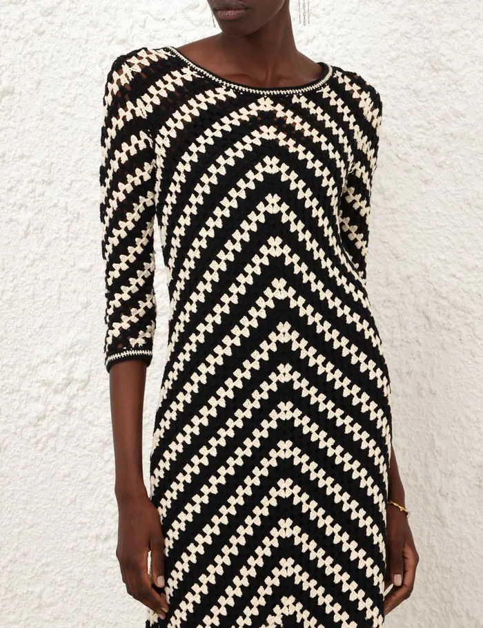 Women Zimmermann Clothing Halliday Hand Crochet Dress Chevron