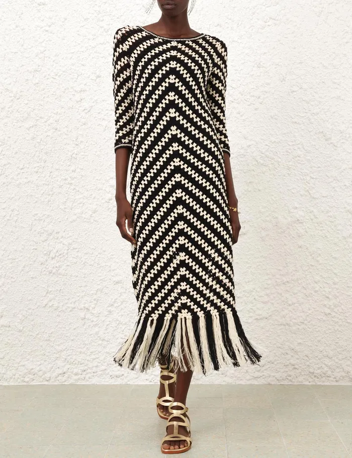 Women Zimmermann Clothing Halliday Hand Crochet Dress Chevron
