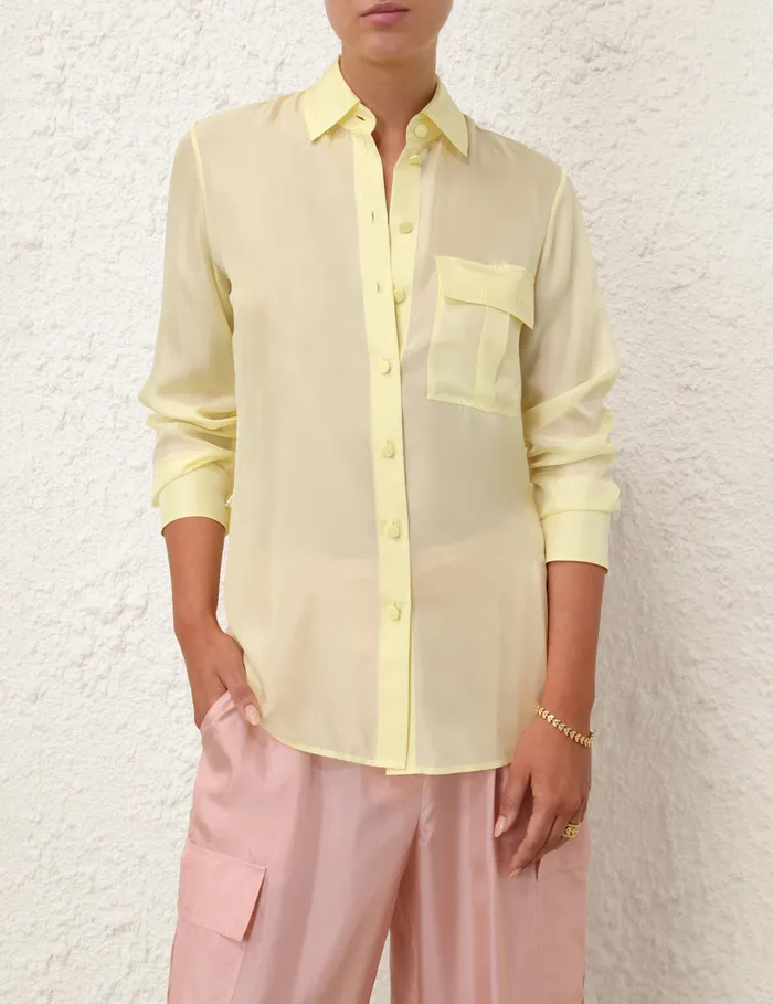 Women Zimmermann Clothing Halliday Manstyle Shirt Lemon