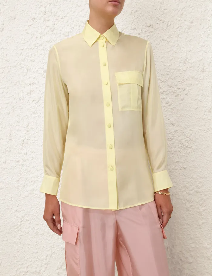 Women Zimmermann Clothing Halliday Manstyle Shirt Lemon