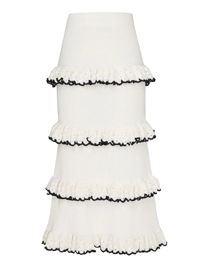 Women Zimmermann Clothing Halliday Scallop Frill Skirt Blackivory