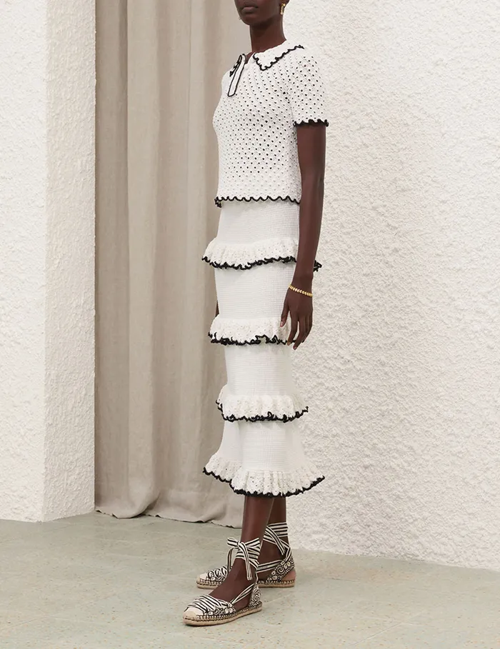 Women Zimmermann Clothing Halliday Scallop Frill Skirt Blackivory