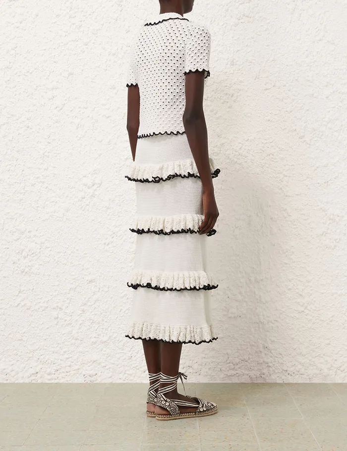 Women Zimmermann Clothing Halliday Scallop Frill Skirt Blackivory
