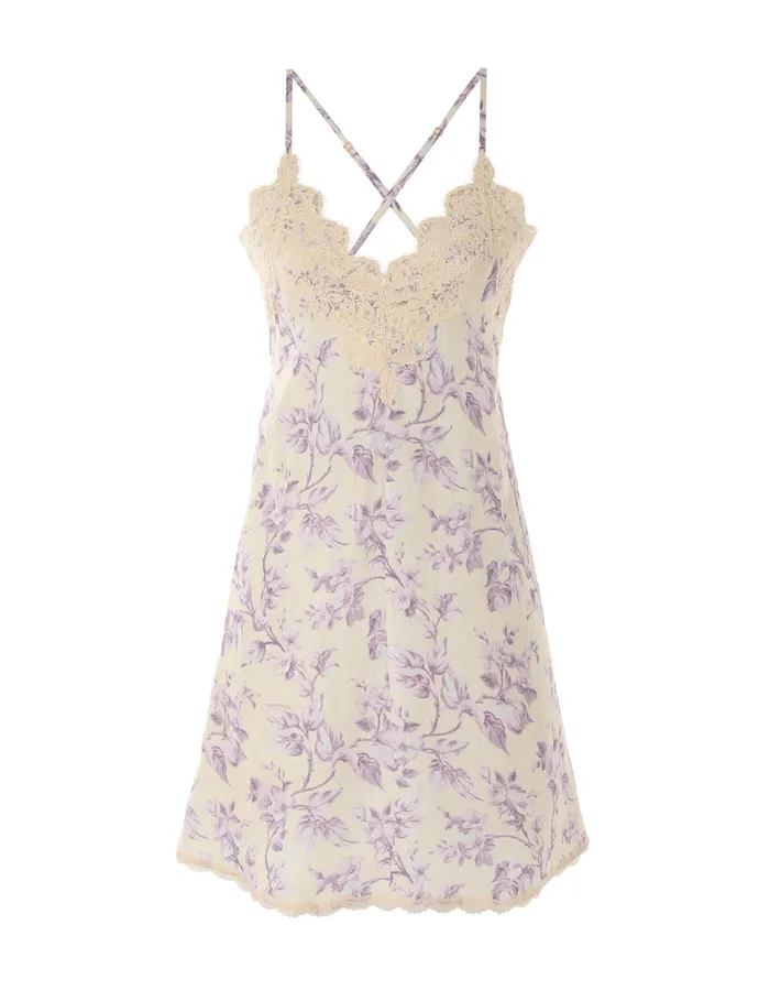 Women Zimmermann Clothing Halliday Swing Mini Dress Yellowlilac Floral