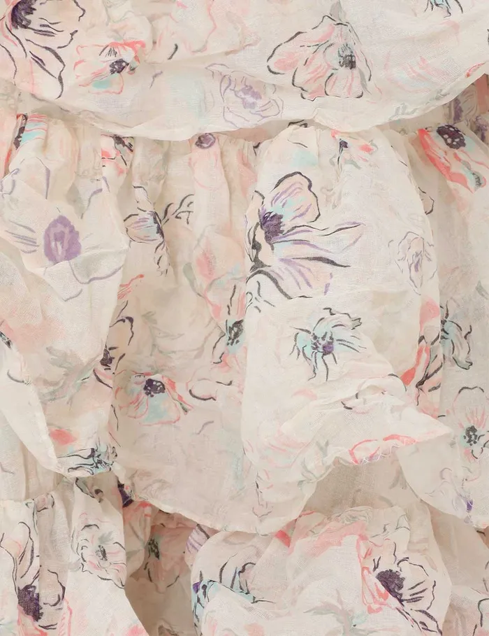 Women Zimmermann Clothing Halliday Tiered Ruffle Gown Ivory Watercolour Floral