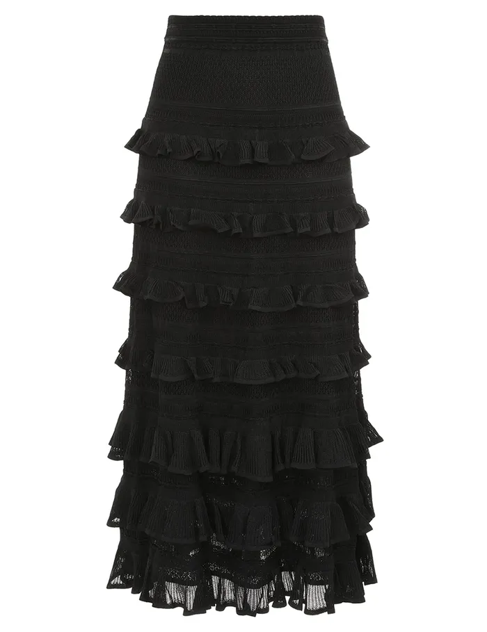 Women Zimmermann Clothing Illustration Frilled Skirt Black