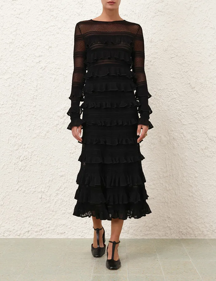 Women Zimmermann Clothing Illustration Frilled Skirt Black