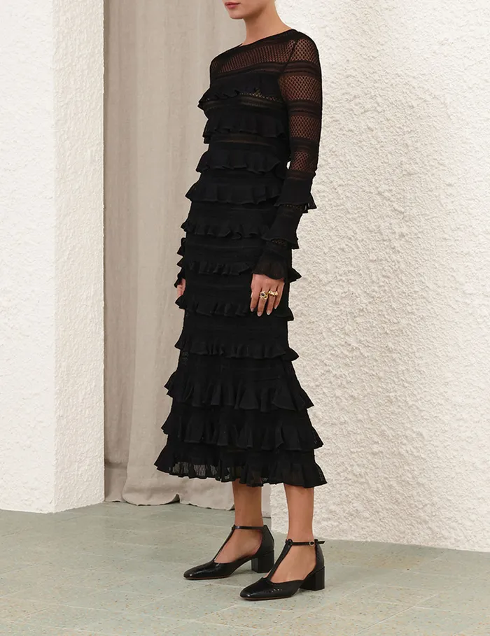 Women Zimmermann Clothing Illustration Frilled Skirt Black