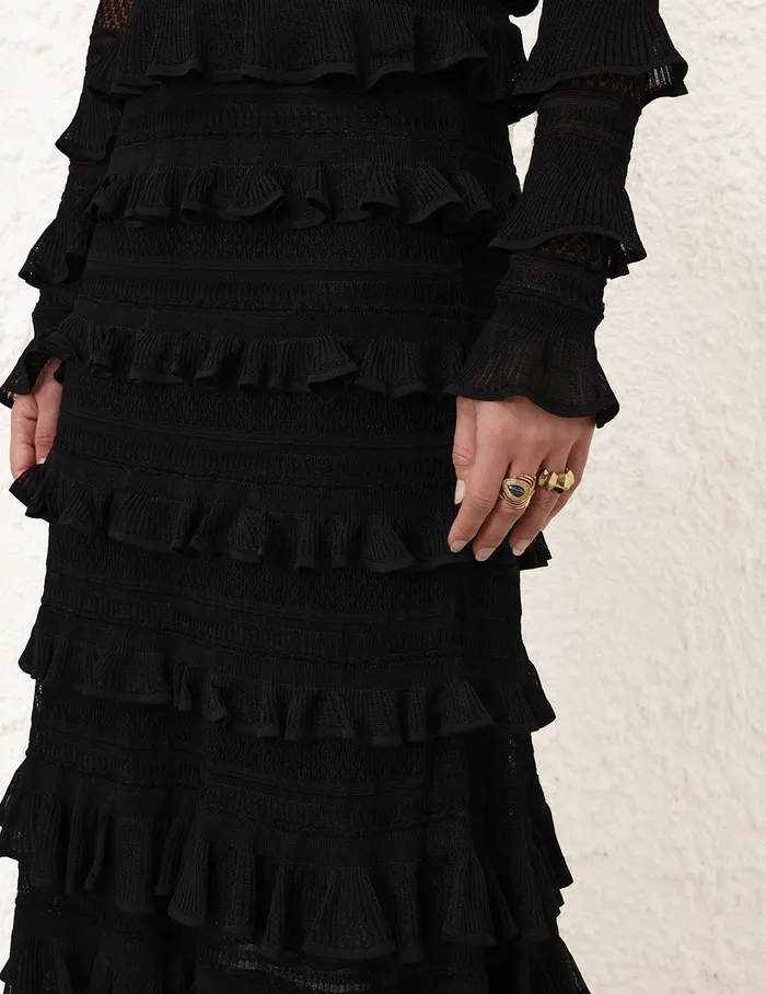 Women Zimmermann Clothing Illustration Frilled Skirt Black