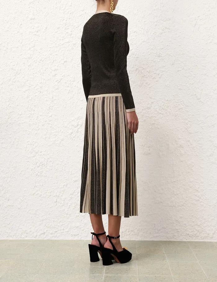 Women Zimmermann Clothing Illustration Metallic Cardigan Blackgold