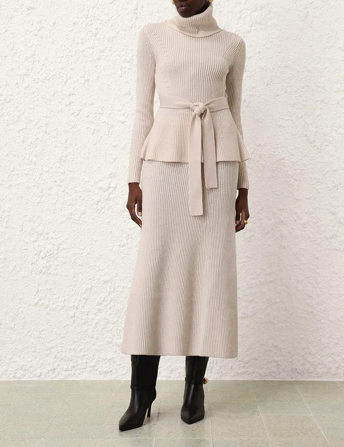 Women Zimmermann Clothing Illustration Paneled Rib Skirt Cream