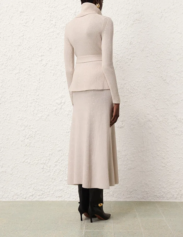Women Zimmermann Clothing Illustration Paneled Rib Skirt Cream