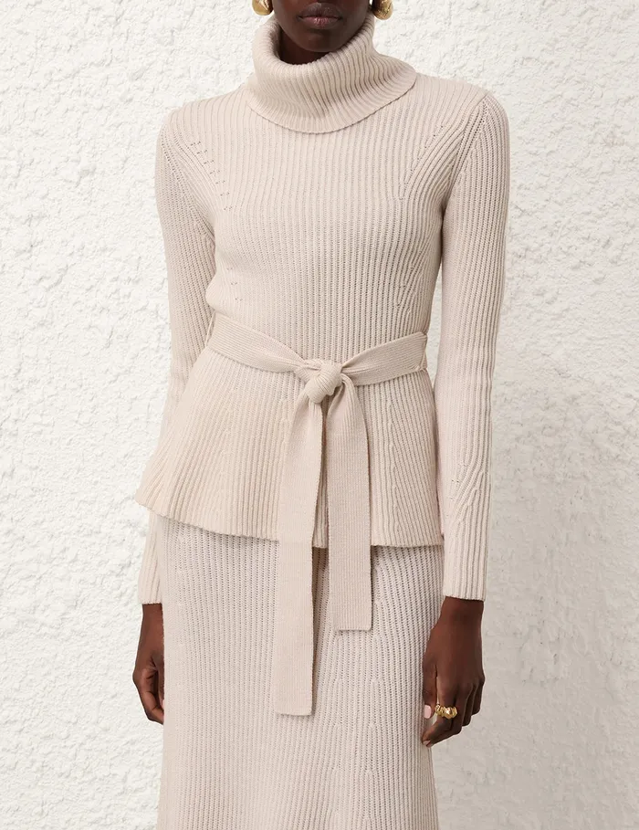 Women Zimmermann Clothing Illustration Paneled Rib Skirt Cream