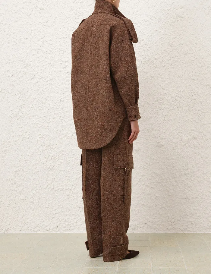 Women Zimmermann Clothing Illustration Tweed Pant Brown Multi