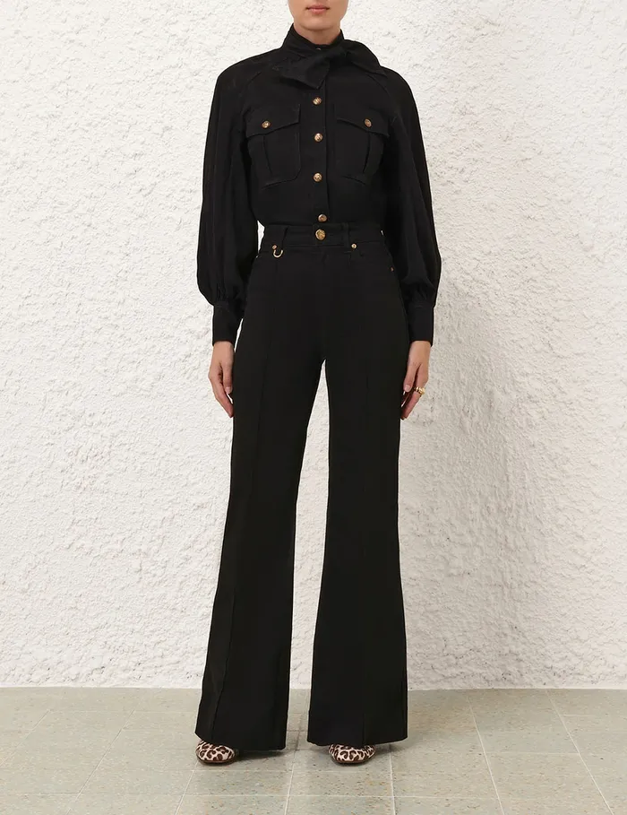 Women Zimmermann Clothing Illustration Wide Leg Jean Onyx