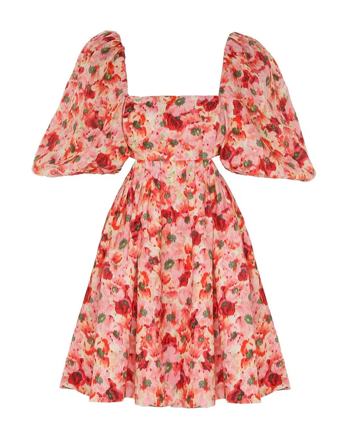 Women Zimmermann Clothing Lightburst Cut Out Mini Dress Red Floral